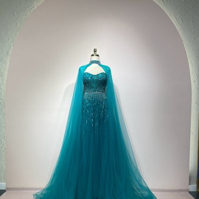 Vestido largo turquesa talla 48/16