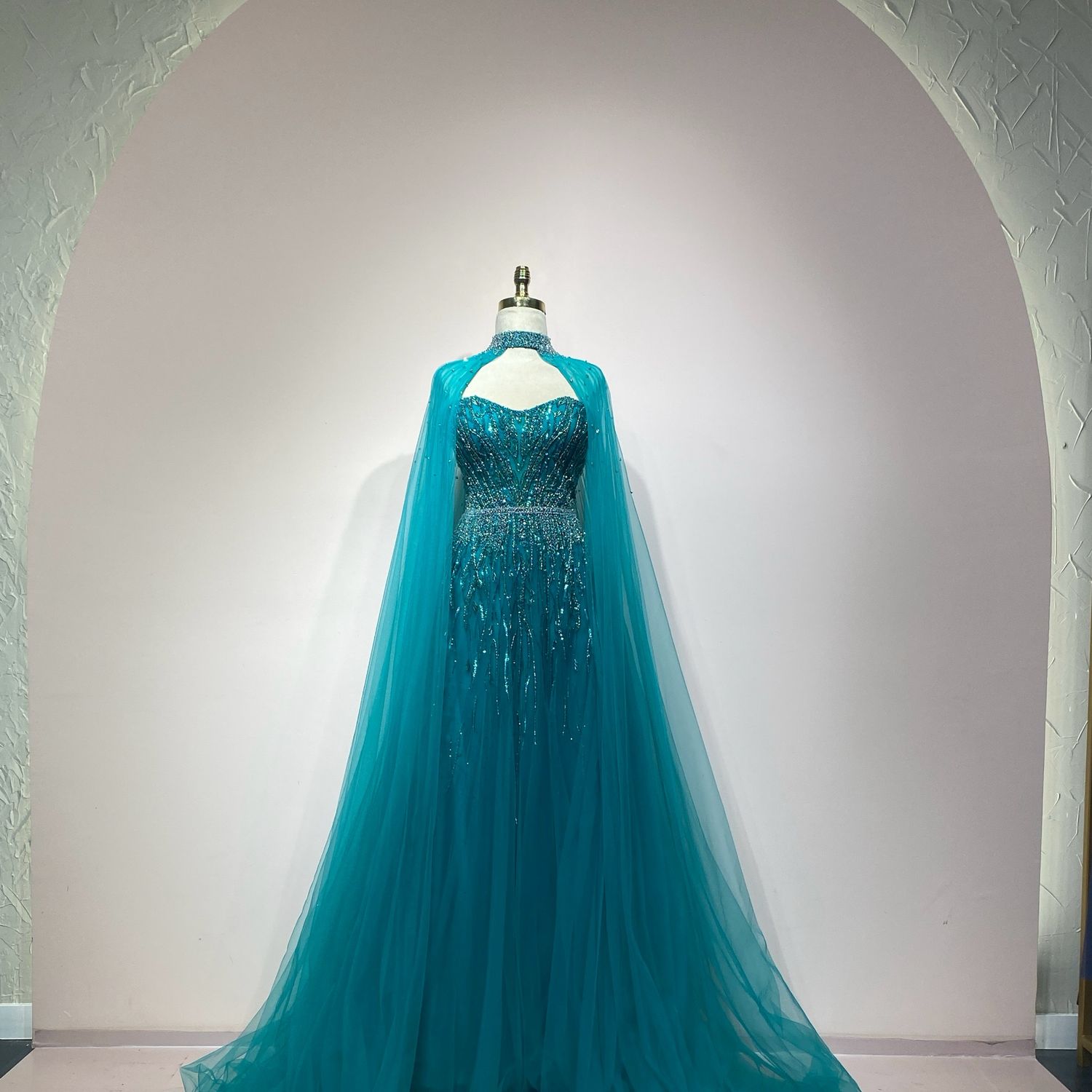 Vestido largo turquesa talla 48/16