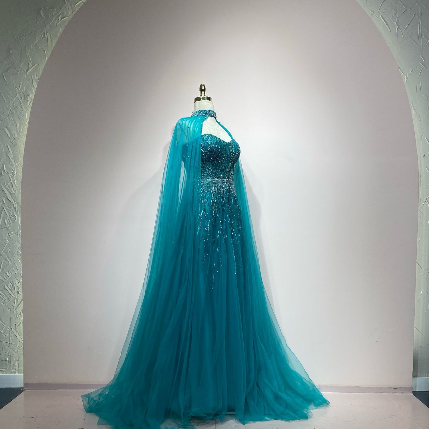 Vestido largo turquesa talla 48/16