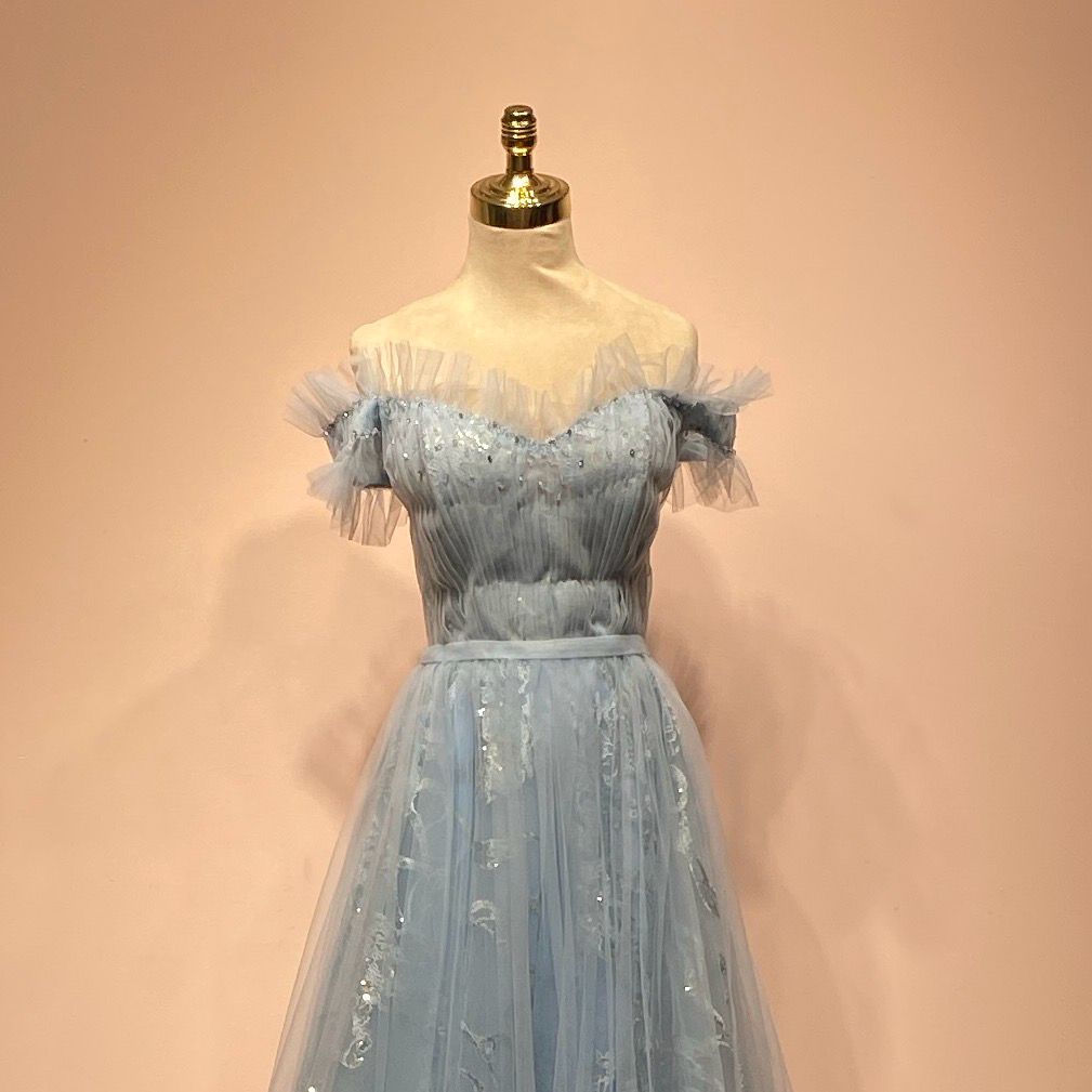 REBAJADO - Vestido Largo - Celeste - Talla: 42