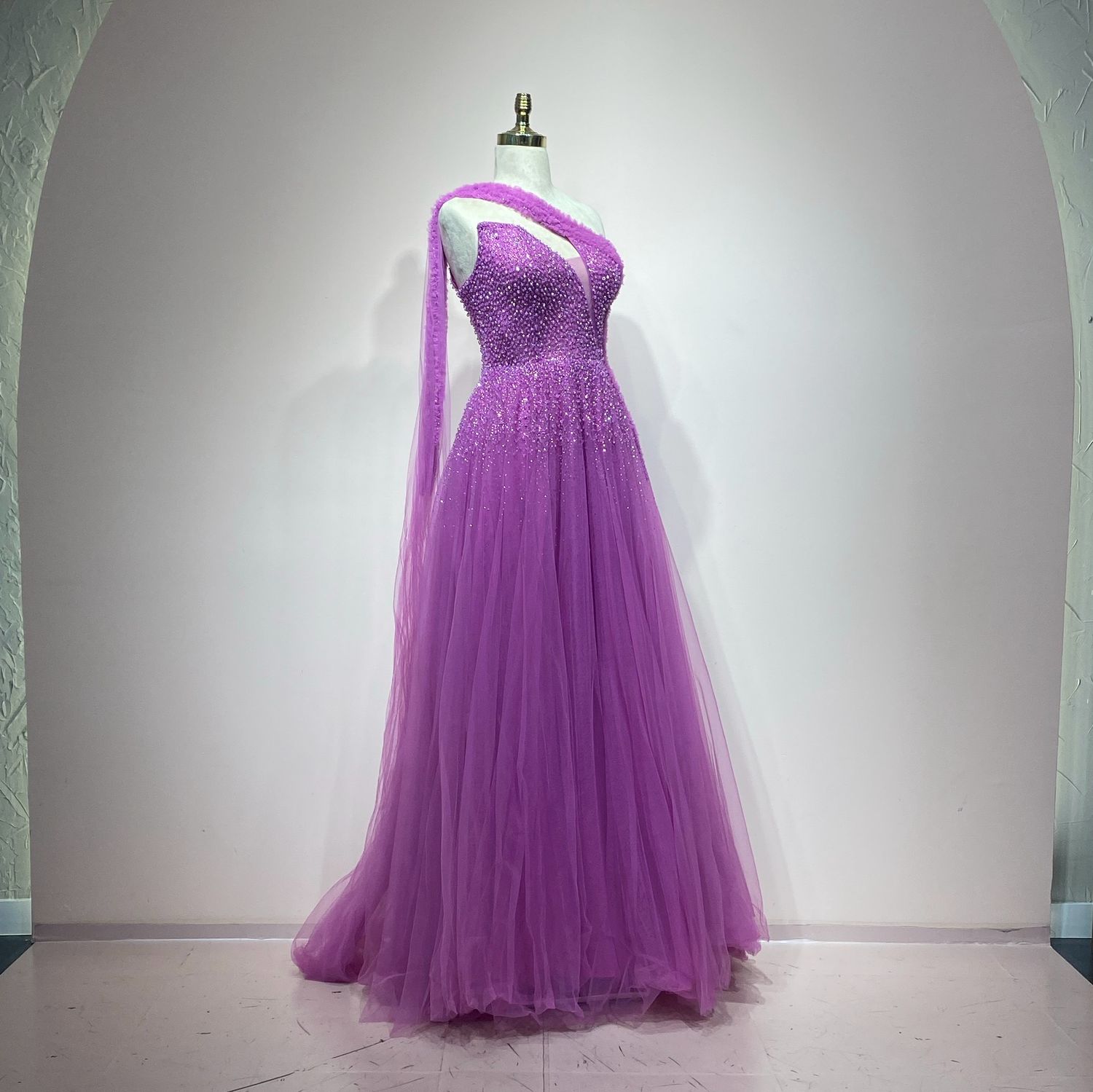 Vestido largo fucsia talla 14/46