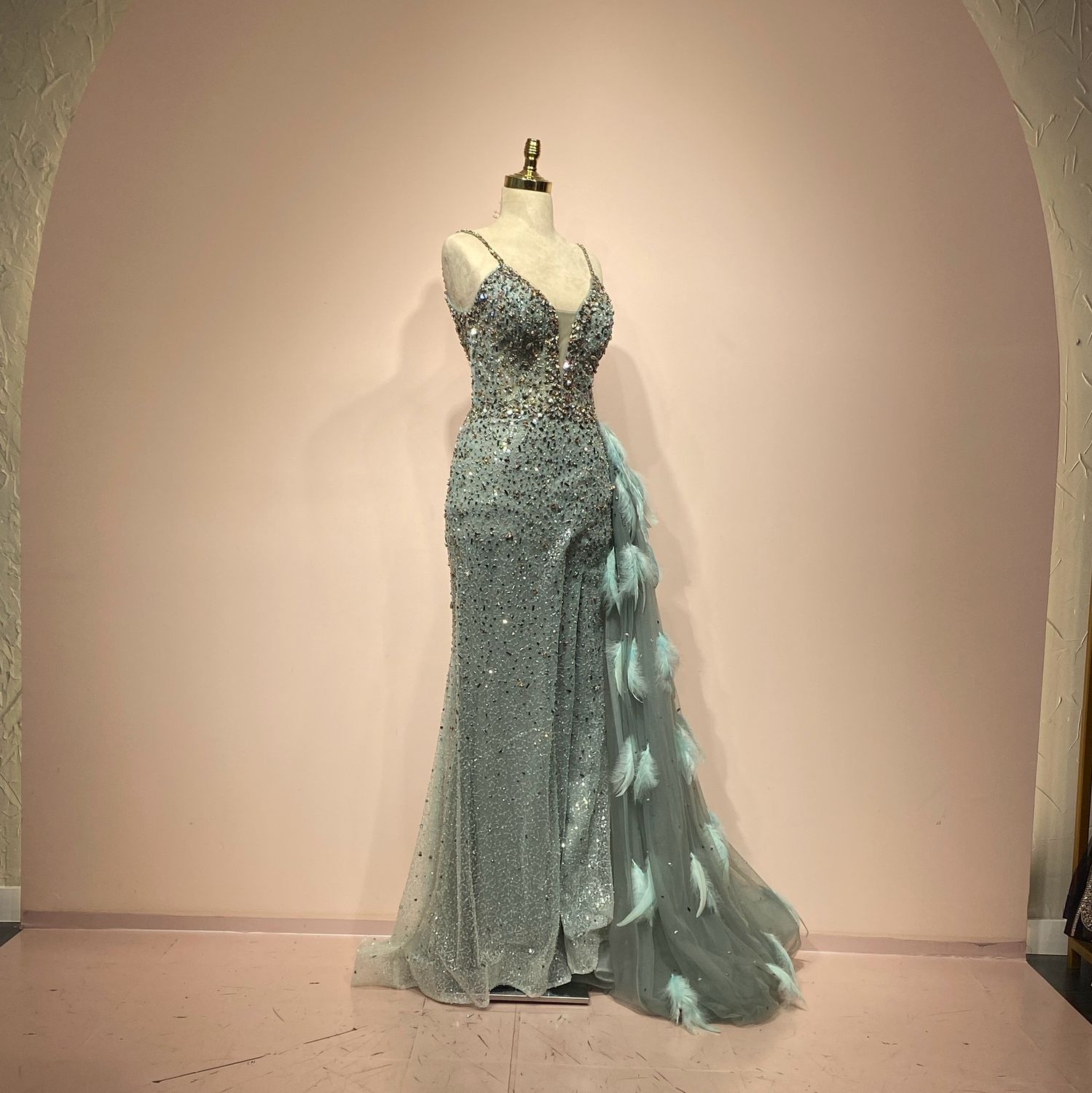 Vestido largo menta talla 44/12
