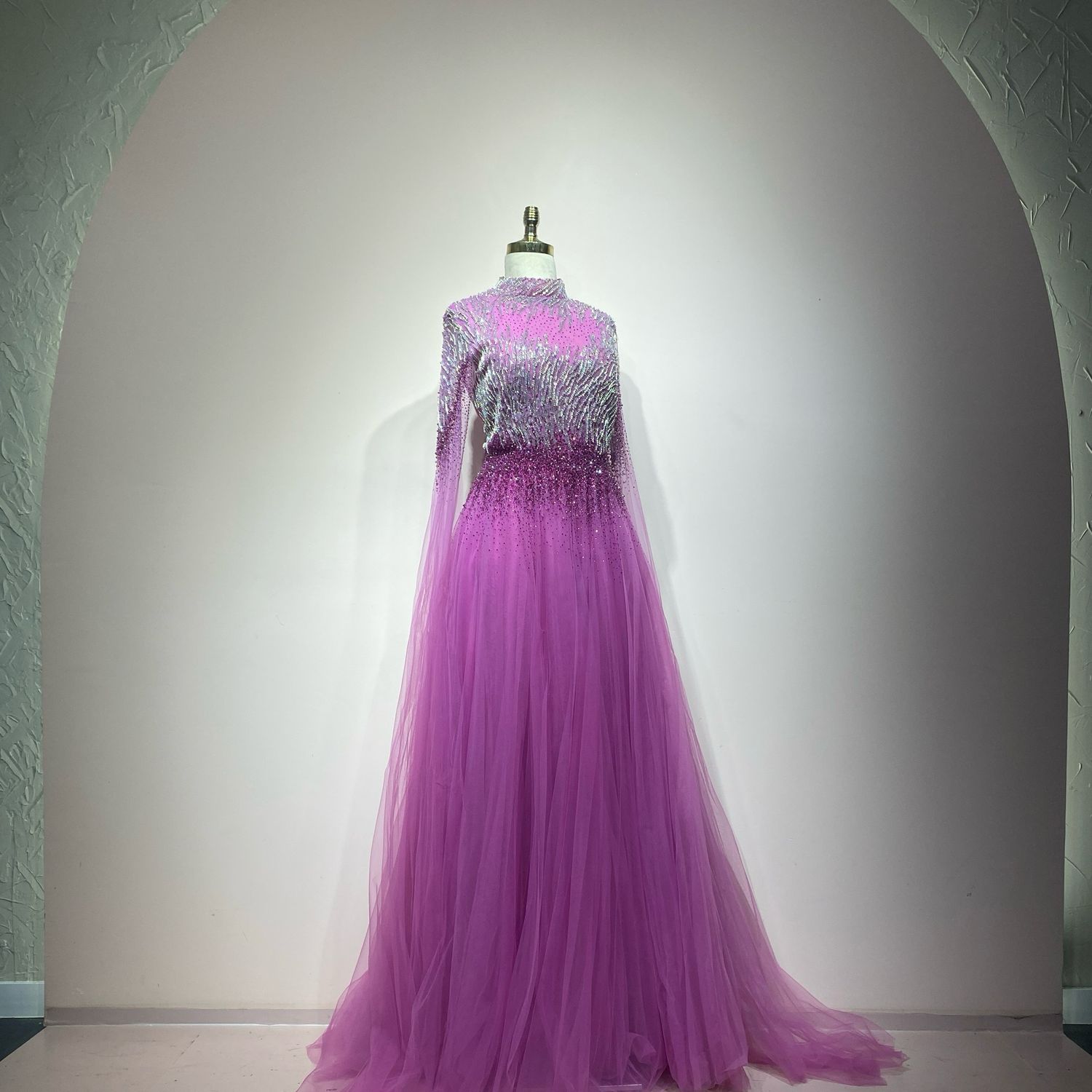 Vestido largo fucsia talla 48/16