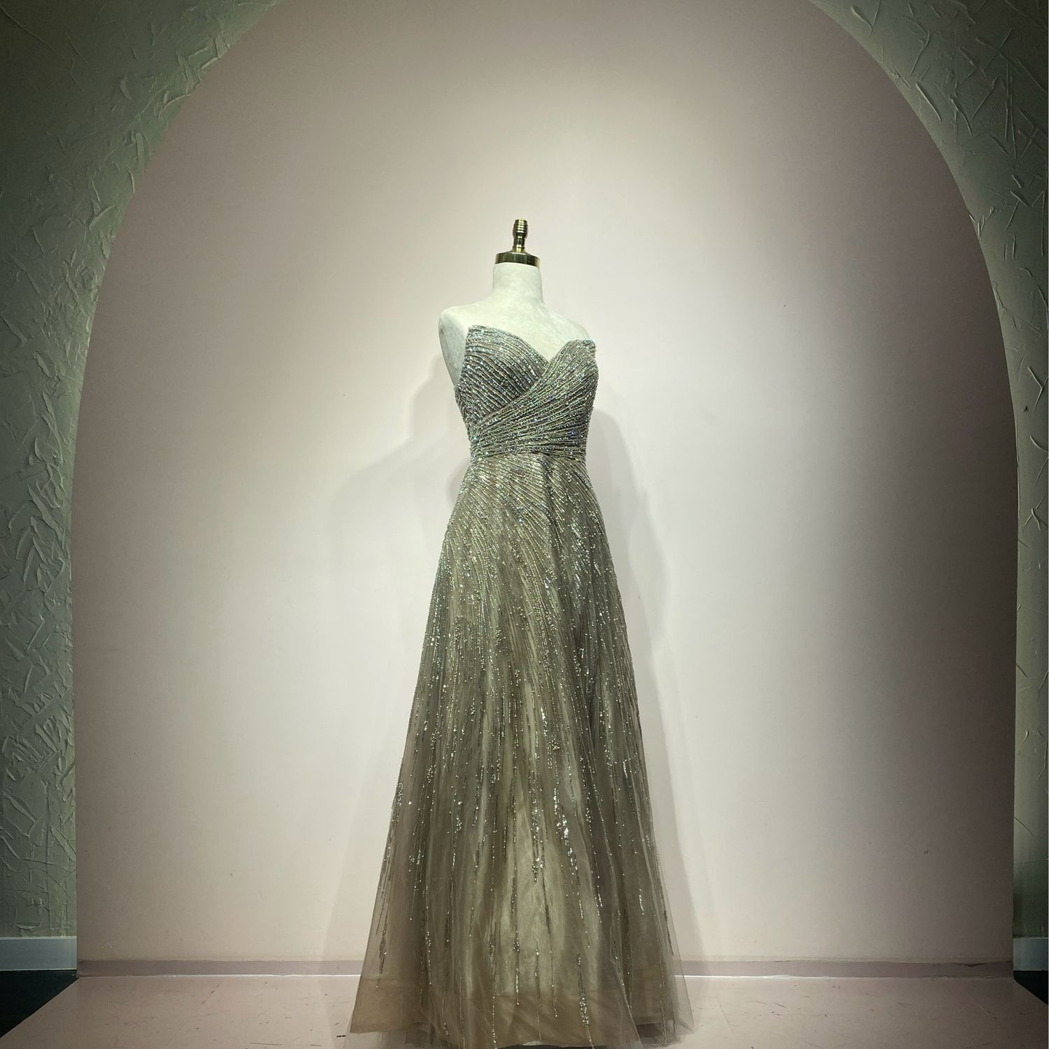Vestido Largo Dorado Talla 44 