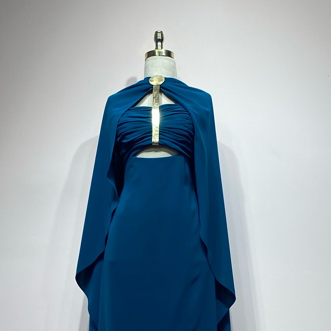Vestido largo turquesa talla 12/44