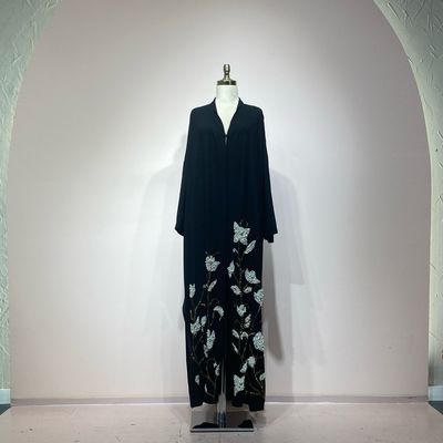 Abaya flores blanco
