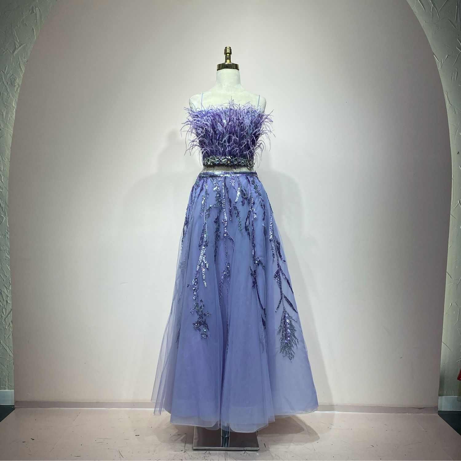 Vestido morado dos piezas talla 42/10