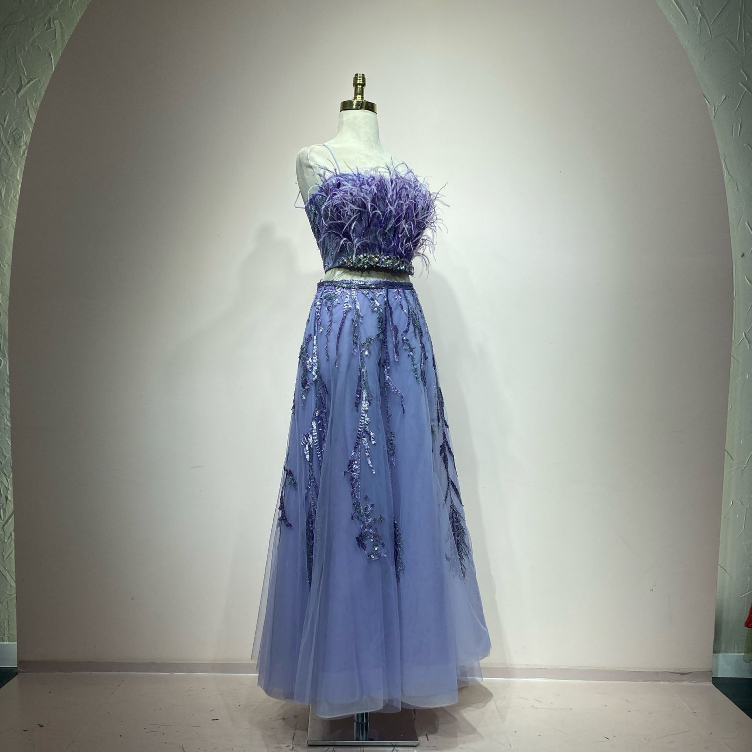 Vestido morado dos piezas talla 42/10