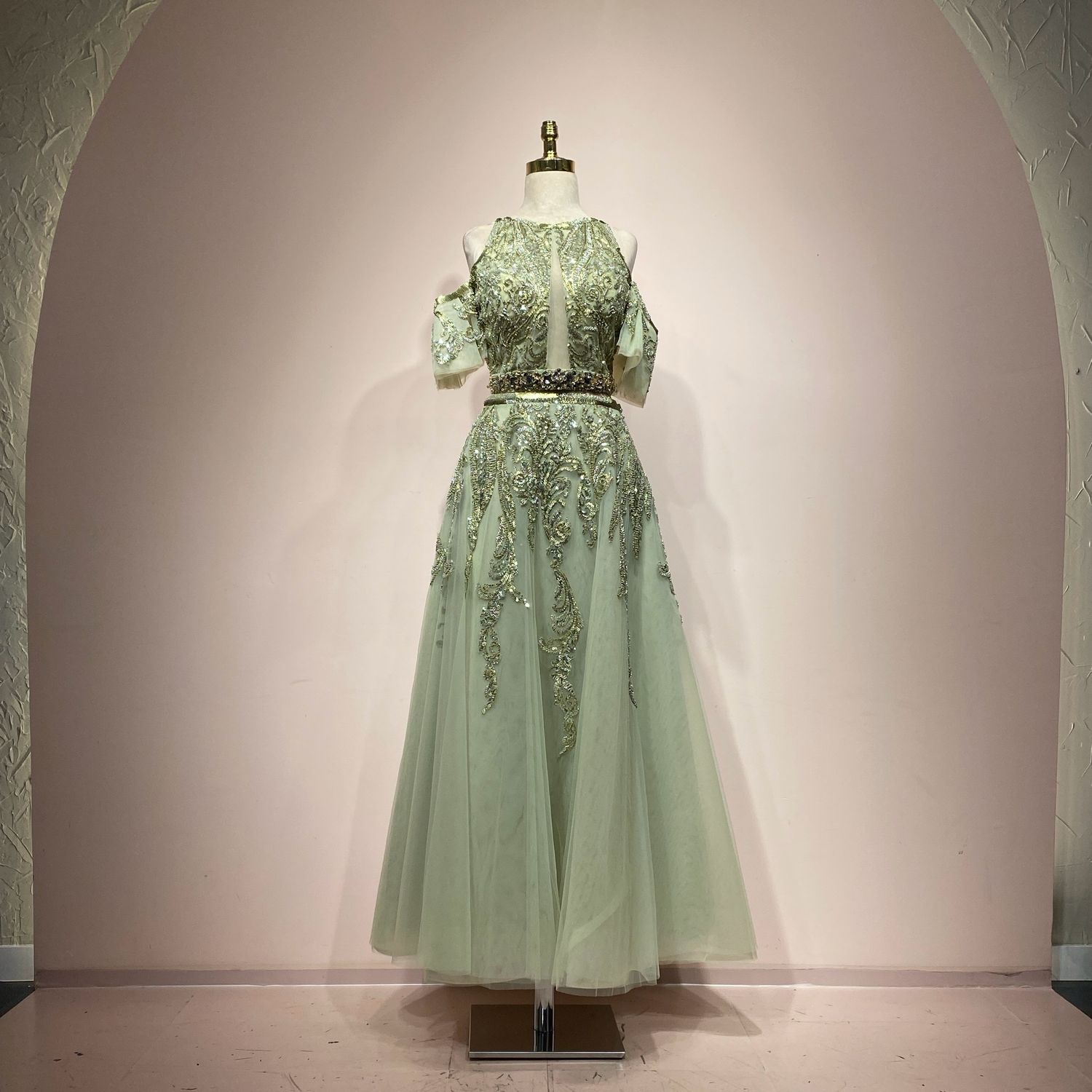 Vestido Largo,	Verde Olivo	,Talla	42