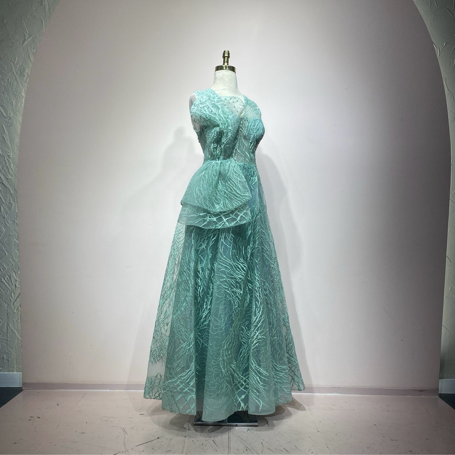 VESTIDO LARGO COLOR VERDE MENTA TALLA 44
