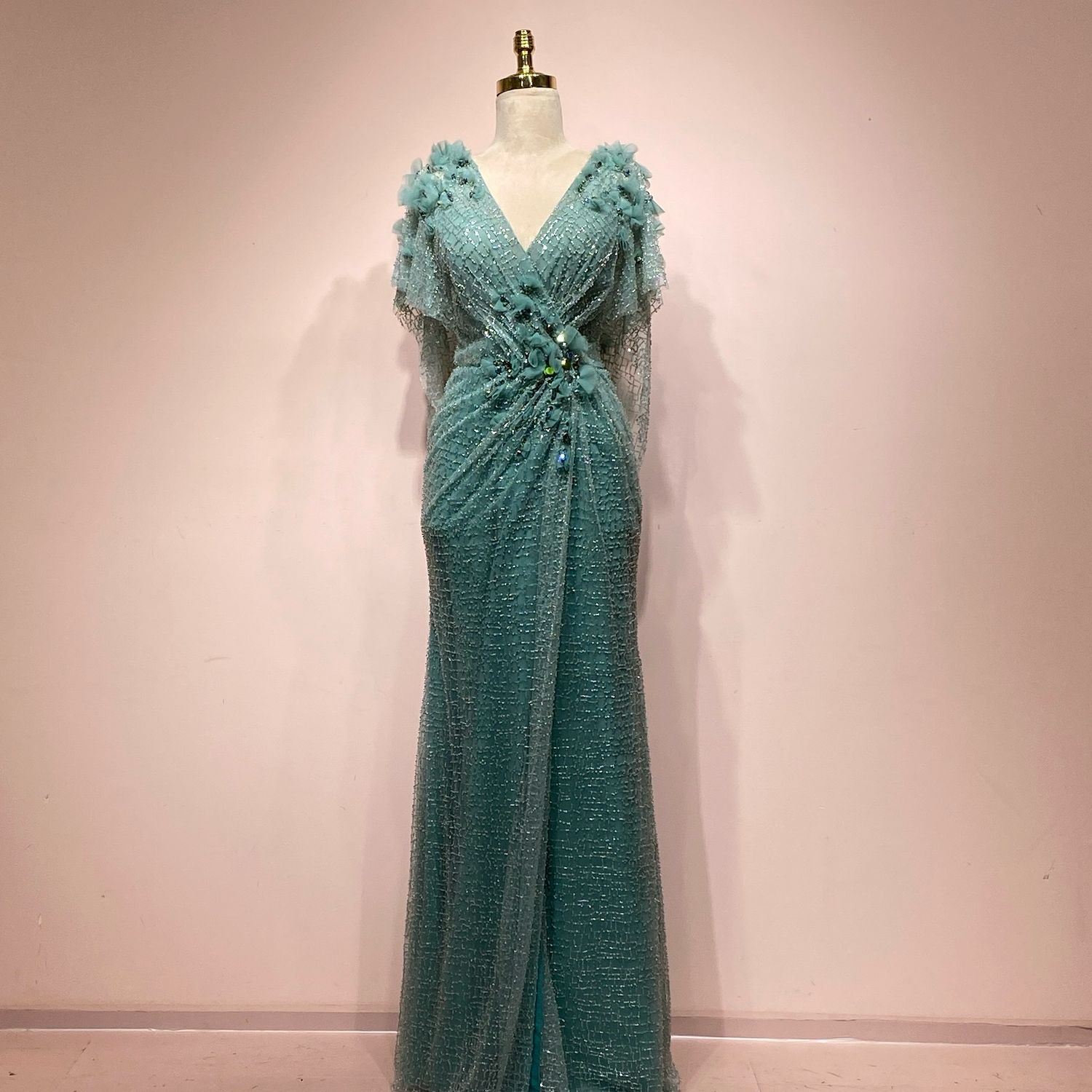 Vestido Largo Color Menta Talla 46/14