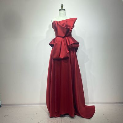 Vestido Largo,	Rojo Ruby	,Talla	42