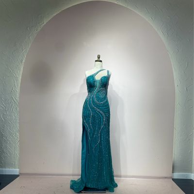 VESTIDO LARGO 	COLOR	VERDE AQUA	TALLA:	46	EU	/	14	US