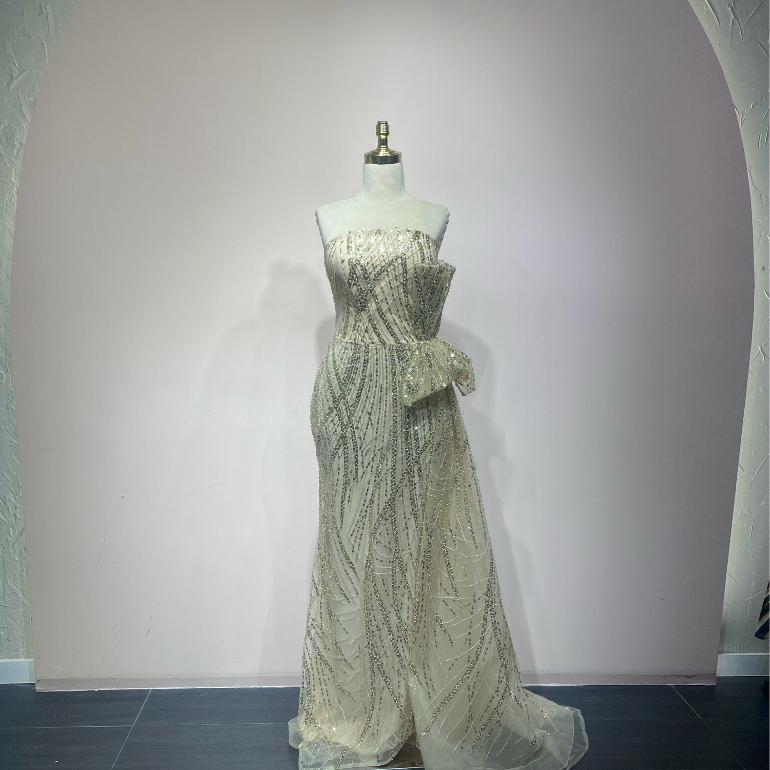 Vestido champagne talla 40/8