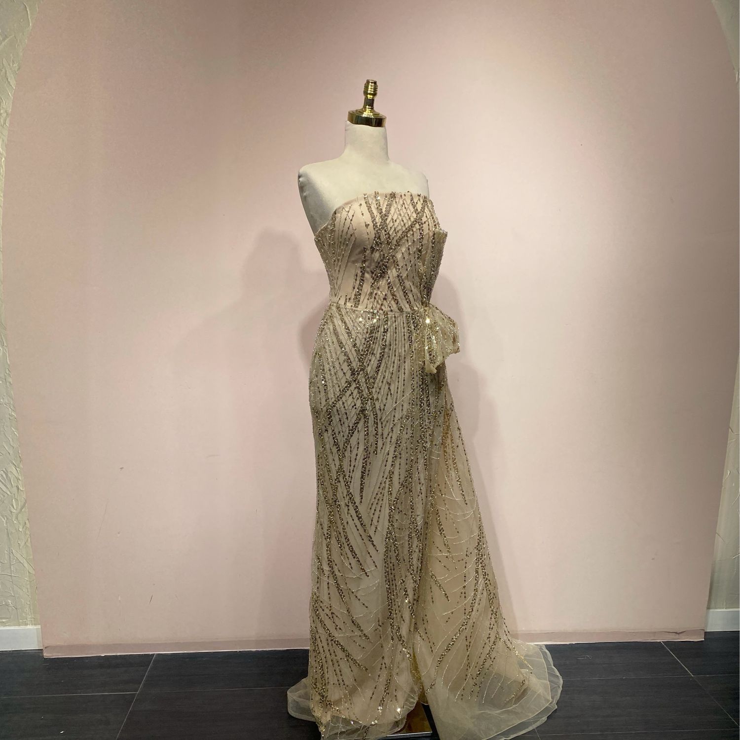 Vestido champagne talla 40/8