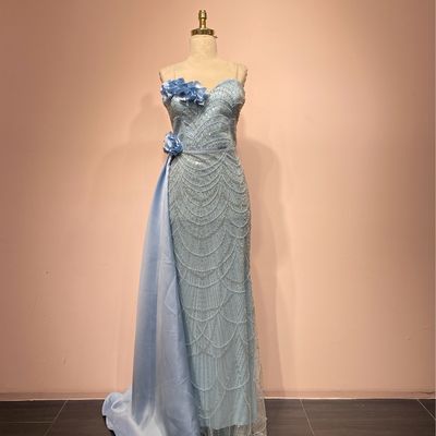 Vestido Largo Color Celeste talla 42/10