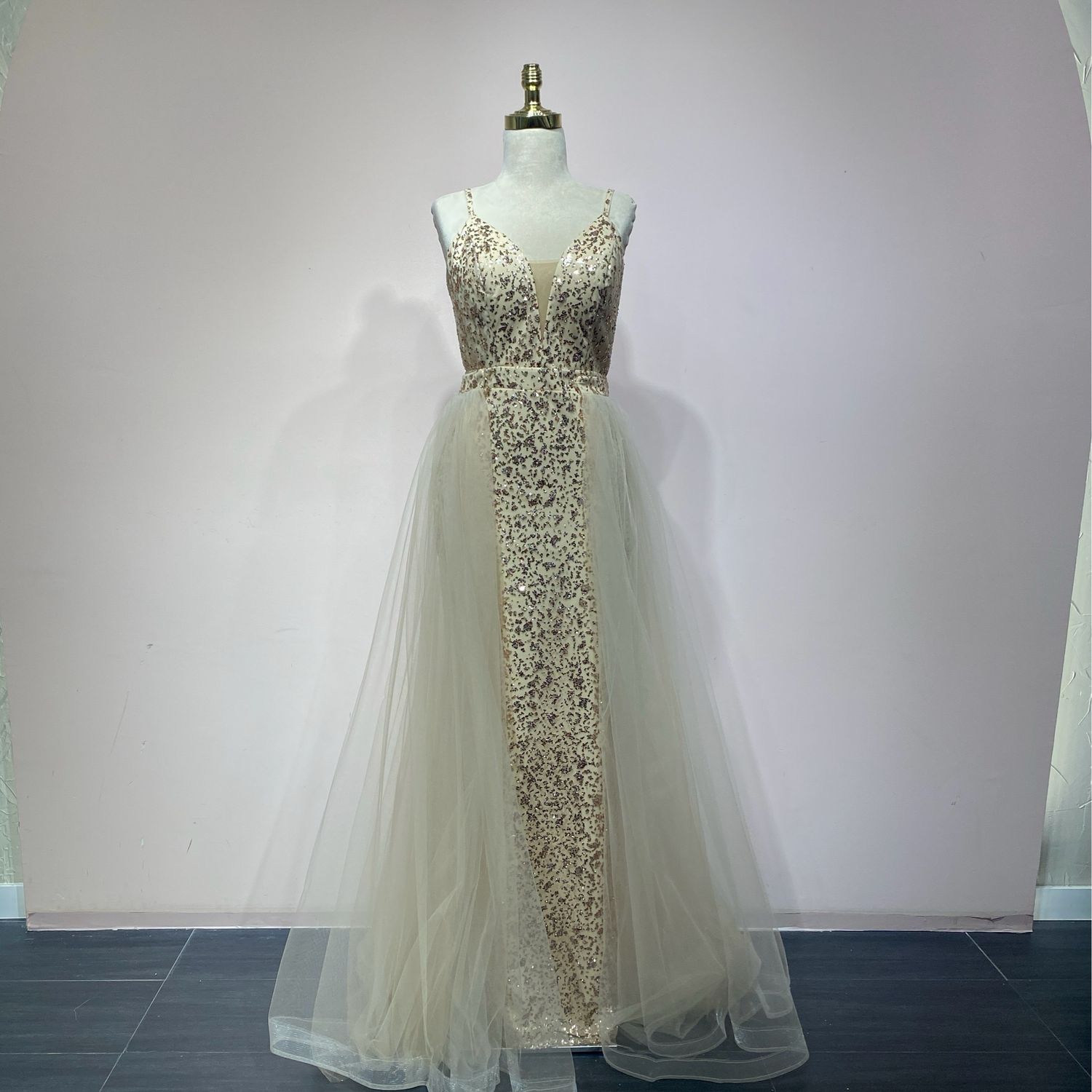 Vestido largo champagne talla 44
