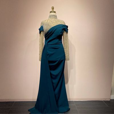 Vestido Largo Color Petróleo Talla 44/12