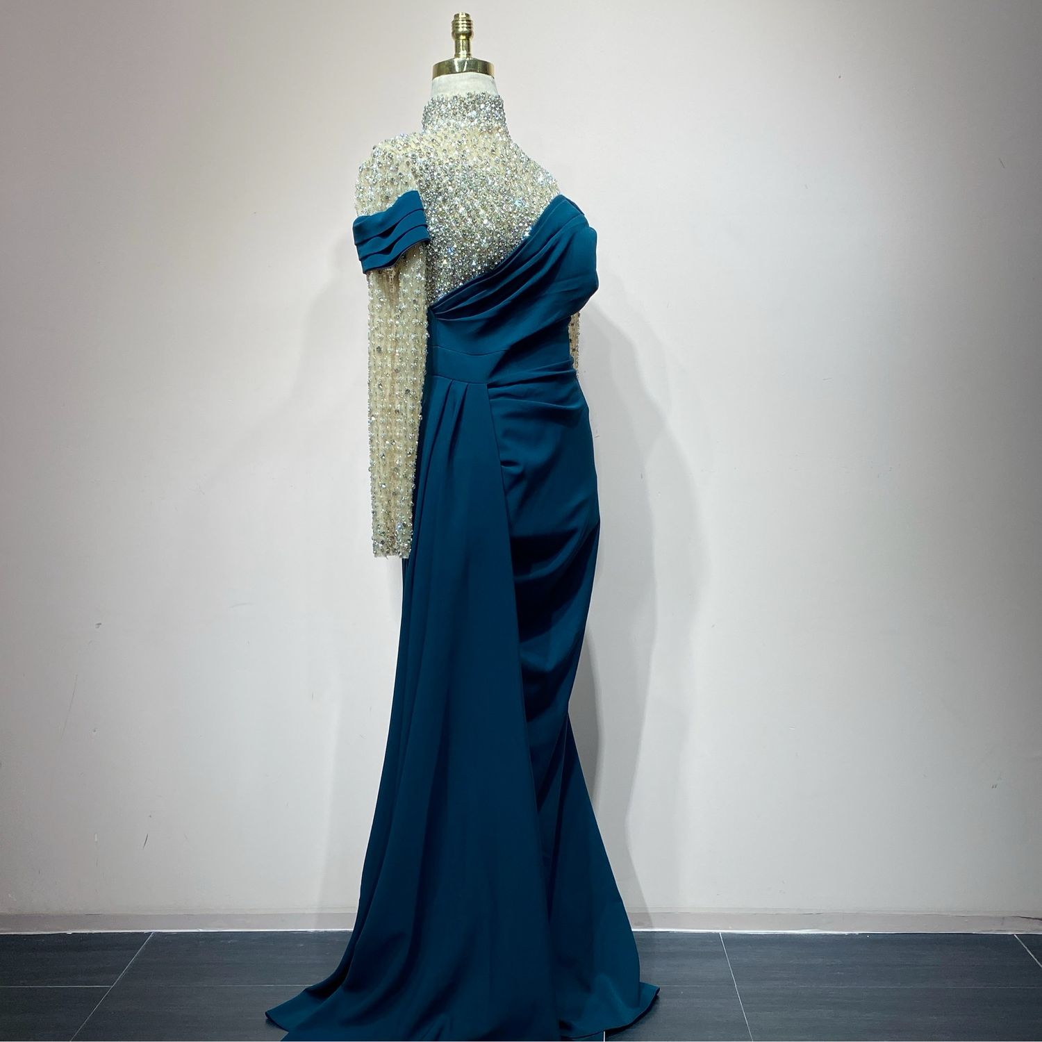 Vestido Largo Color Petróleo Talla 44/12