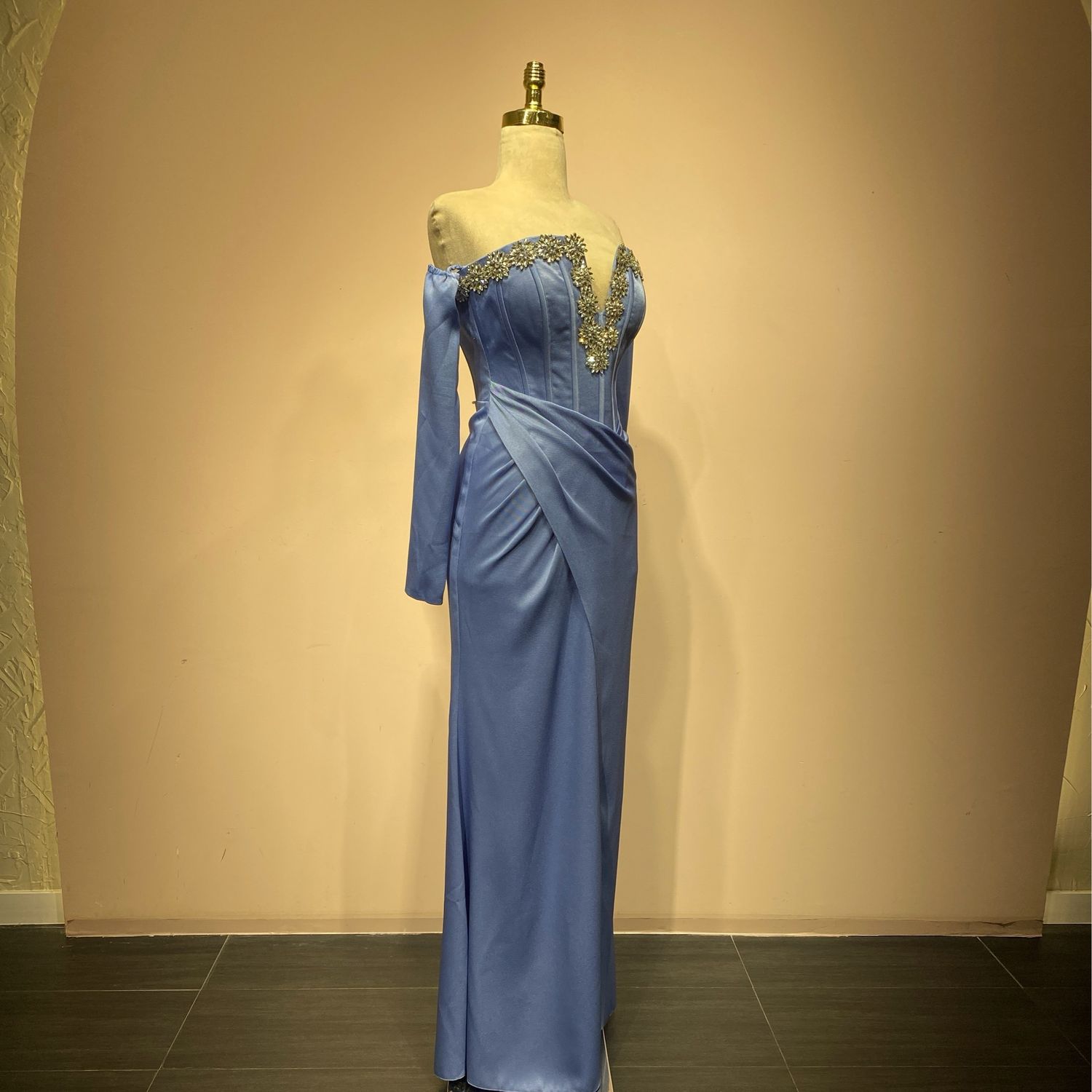 Vestido sirena azul indigo talla 38