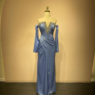 Vestido sirena azul indigo talla 38