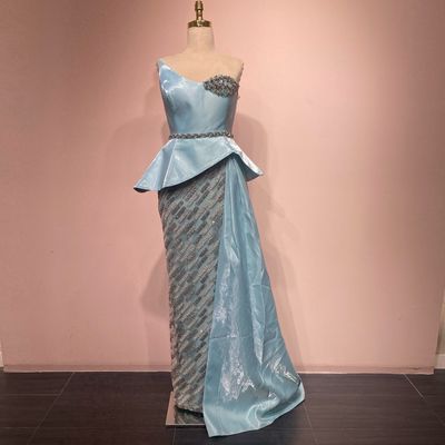 Vestido Largo Color Celeste Talla 44/12