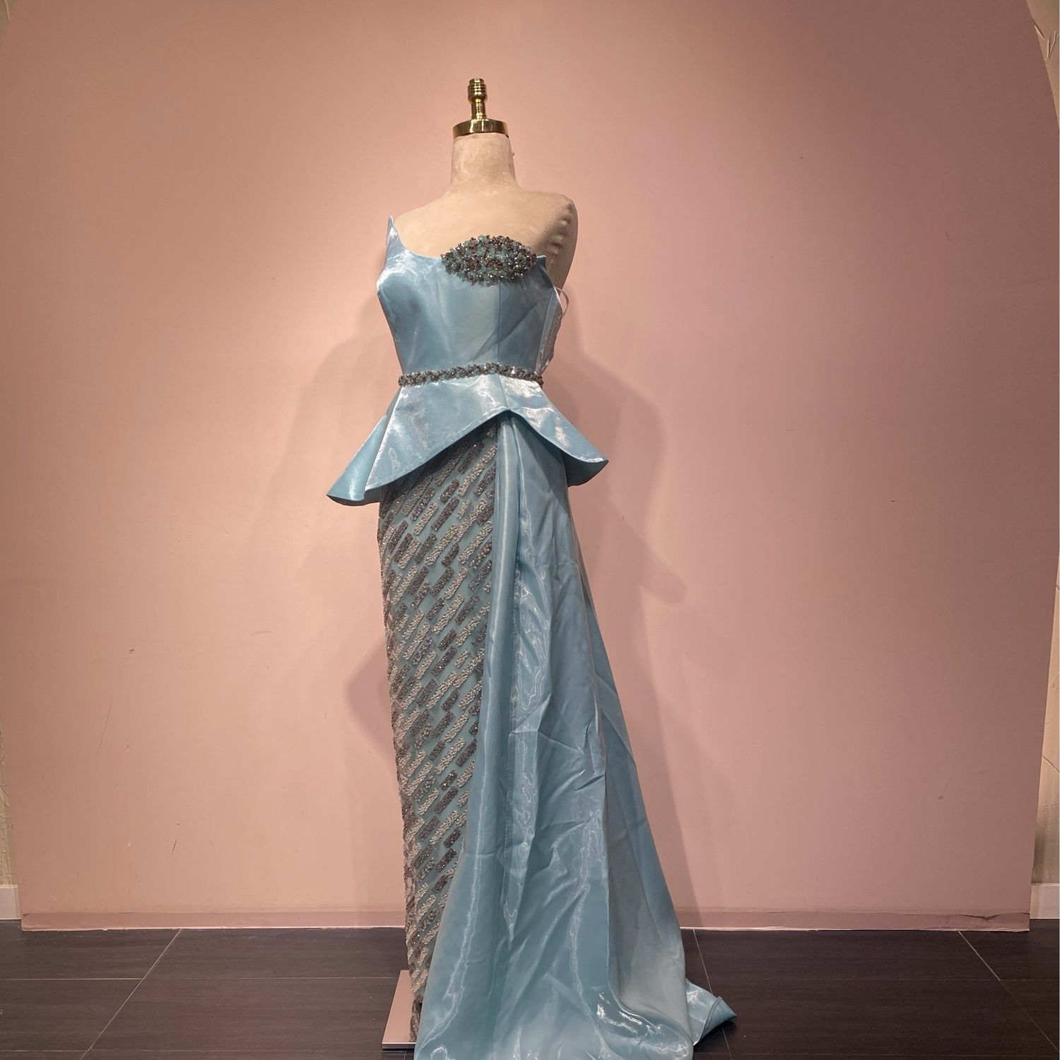 Vestido Largo Color Celeste Talla 44/12