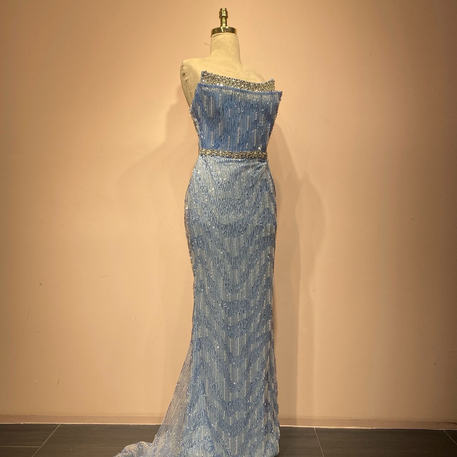Vestido Largo Color Celeste Talla 42/10