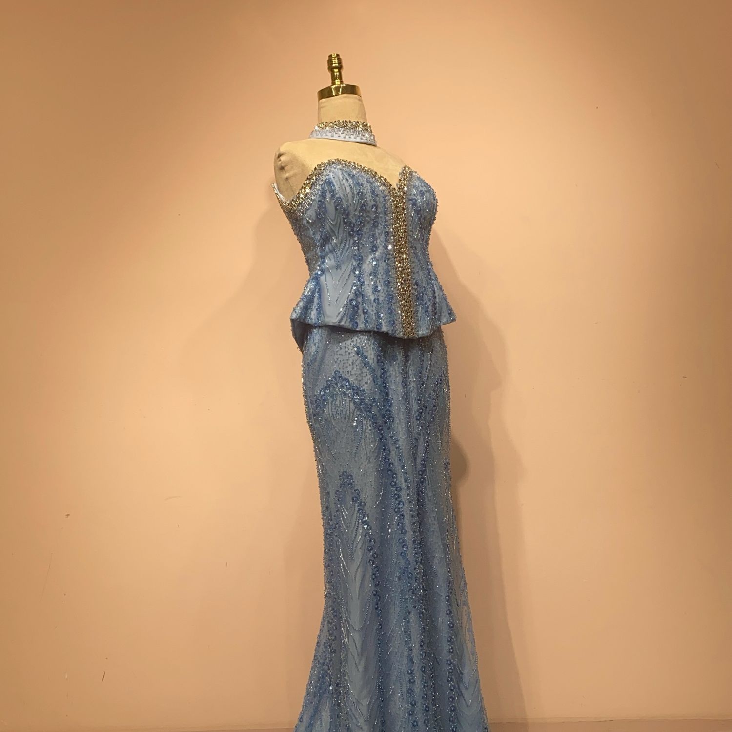 Vestido Largo color Celeste Talla42/10