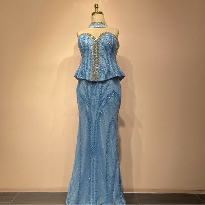 Vestido Largo color Celeste Talla42/10
