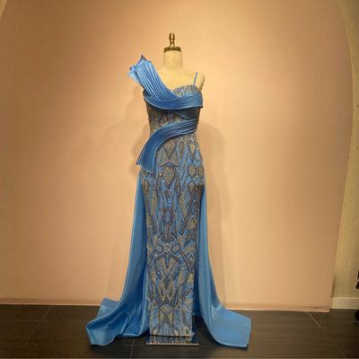 Vestido sirena azul indigo talla 40