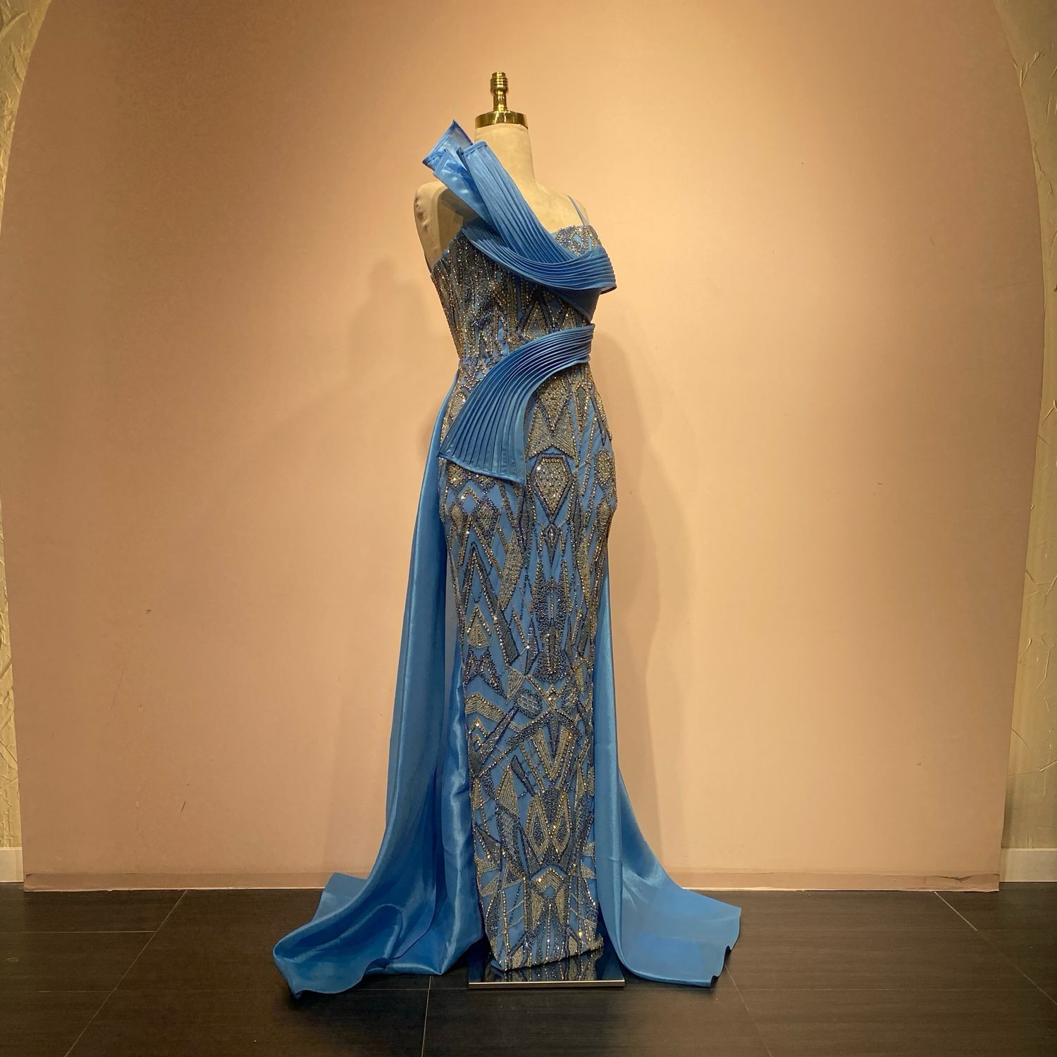 Vestido sirena azul indigo talla 40