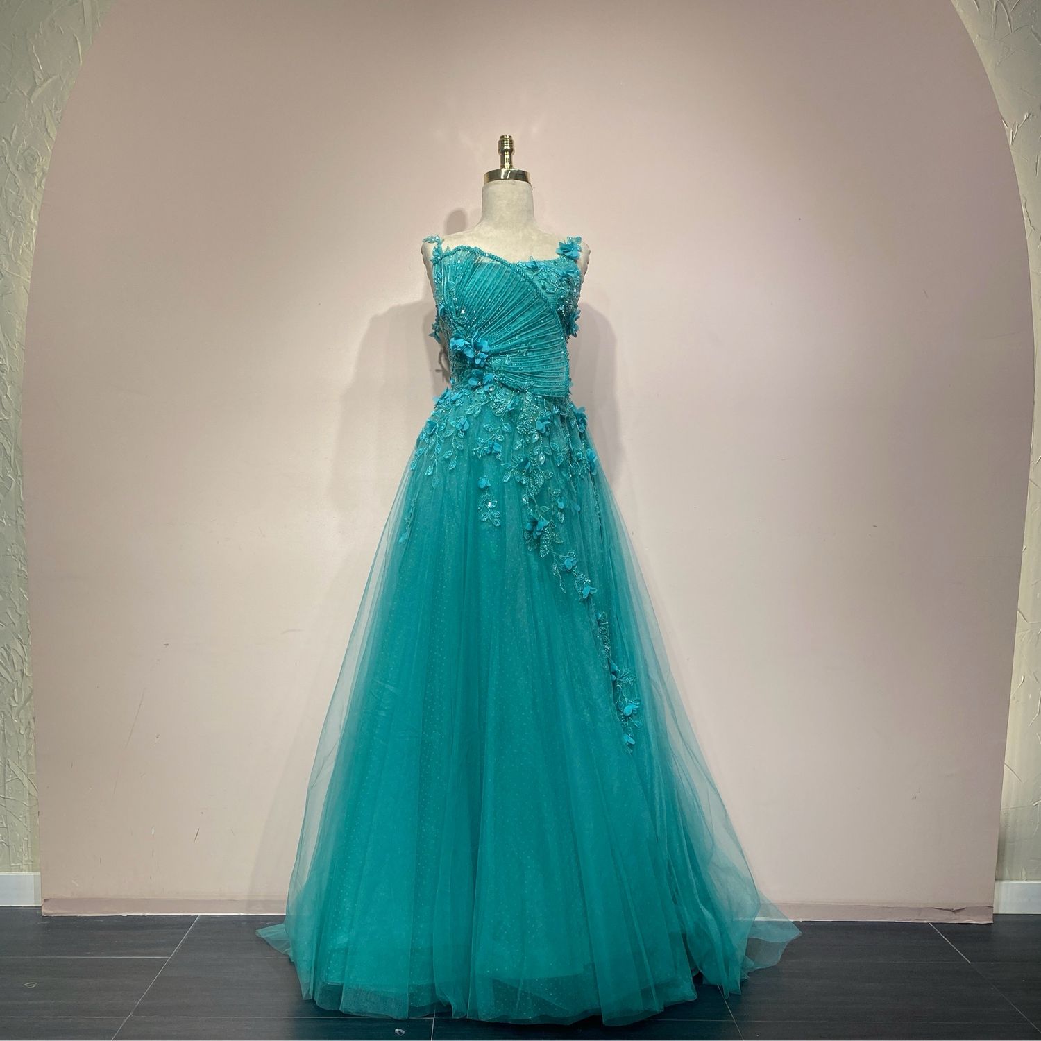 Vestido corte a turquesa talla 12