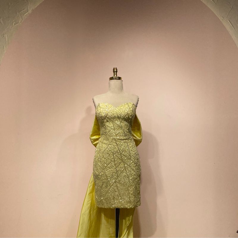 Vestido Largo,	Amarillo mostaza	,Talla	40