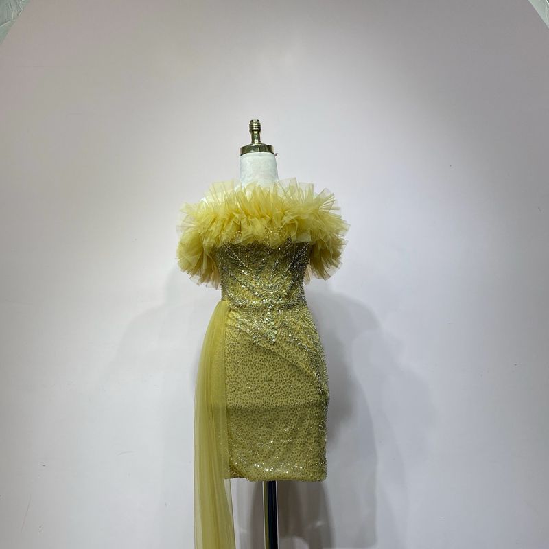 Vestido Largo,	Amarillo mostaza	,Talla	40