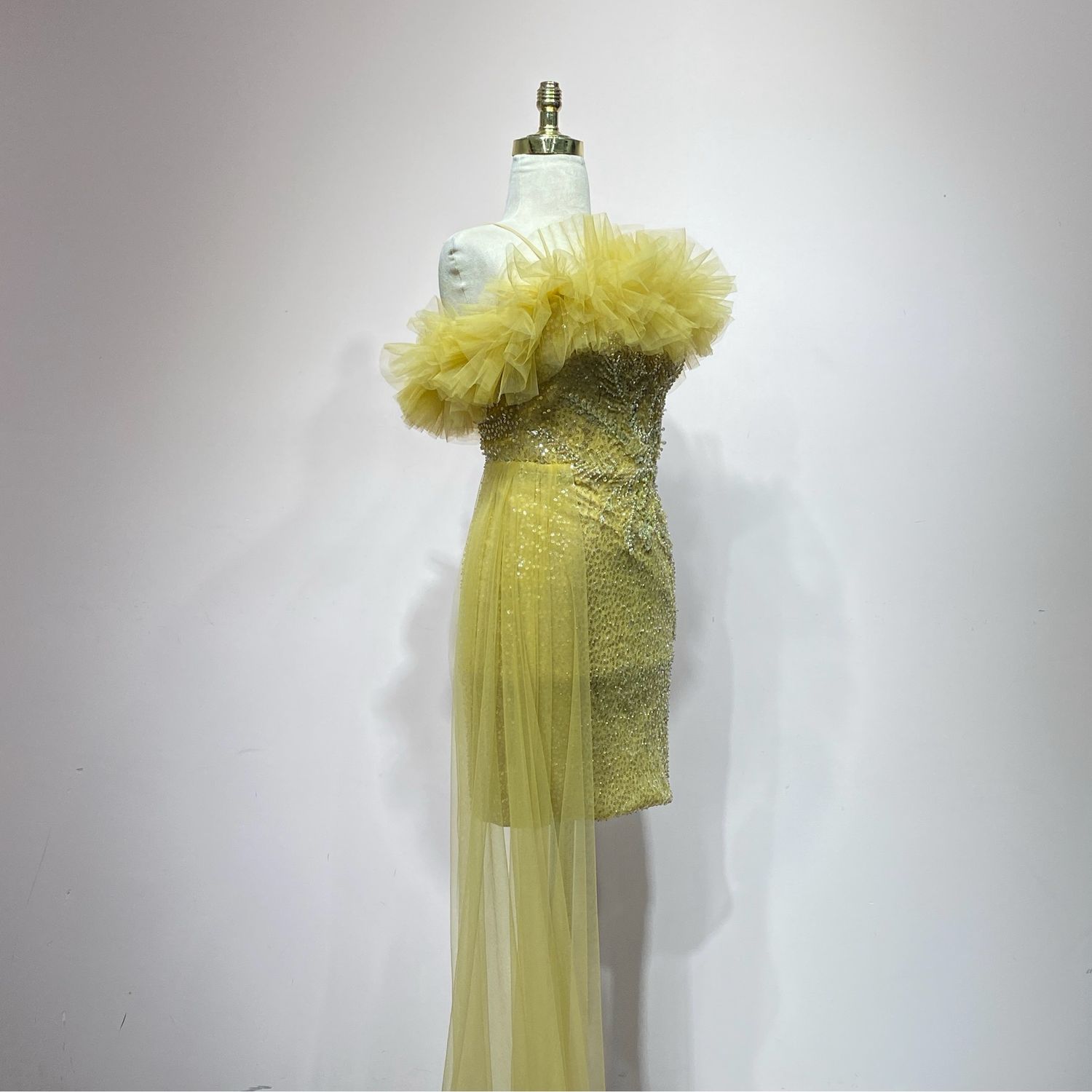 Vestido Largo,	Amarillo mostaza	,Talla	40