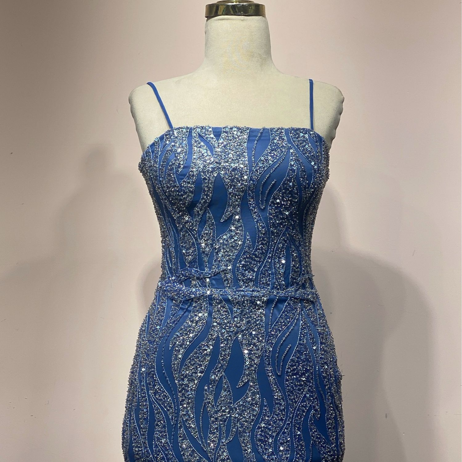 Vestido Largo,	Celeste	,Talla	38