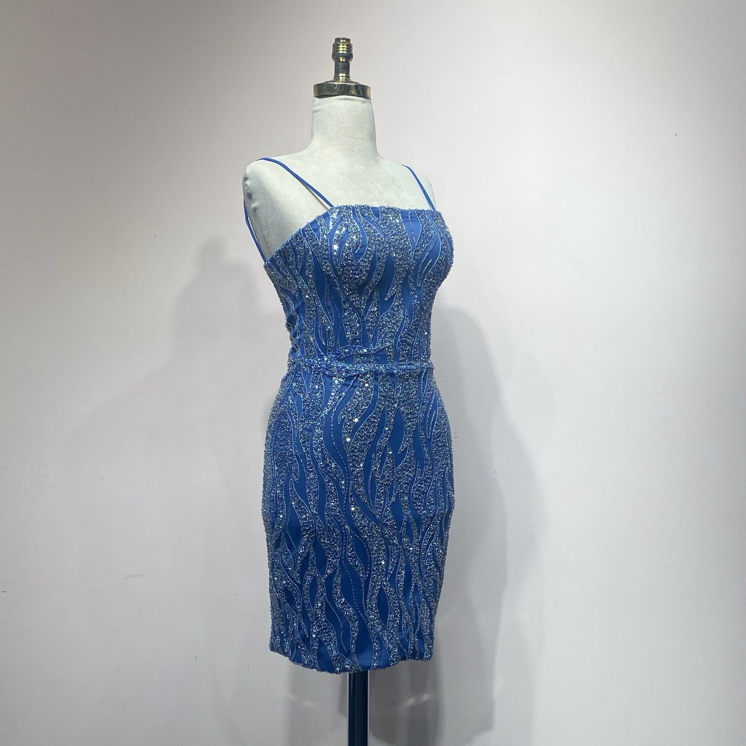 Vestido Largo,	Celeste	,Talla	38