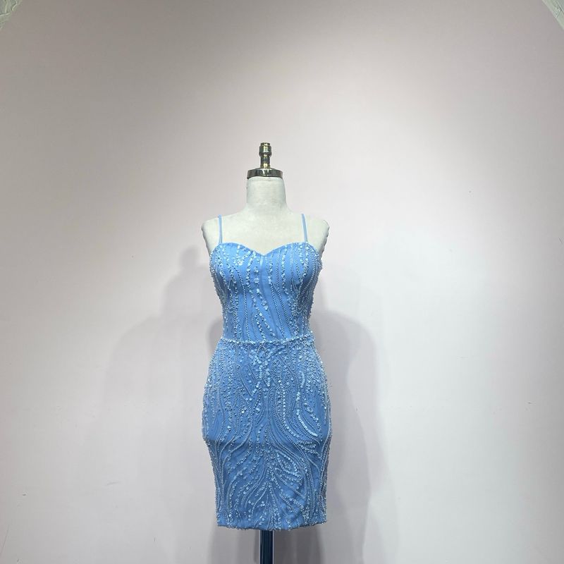 Vestido Largo,	Celeste	,Talla	38