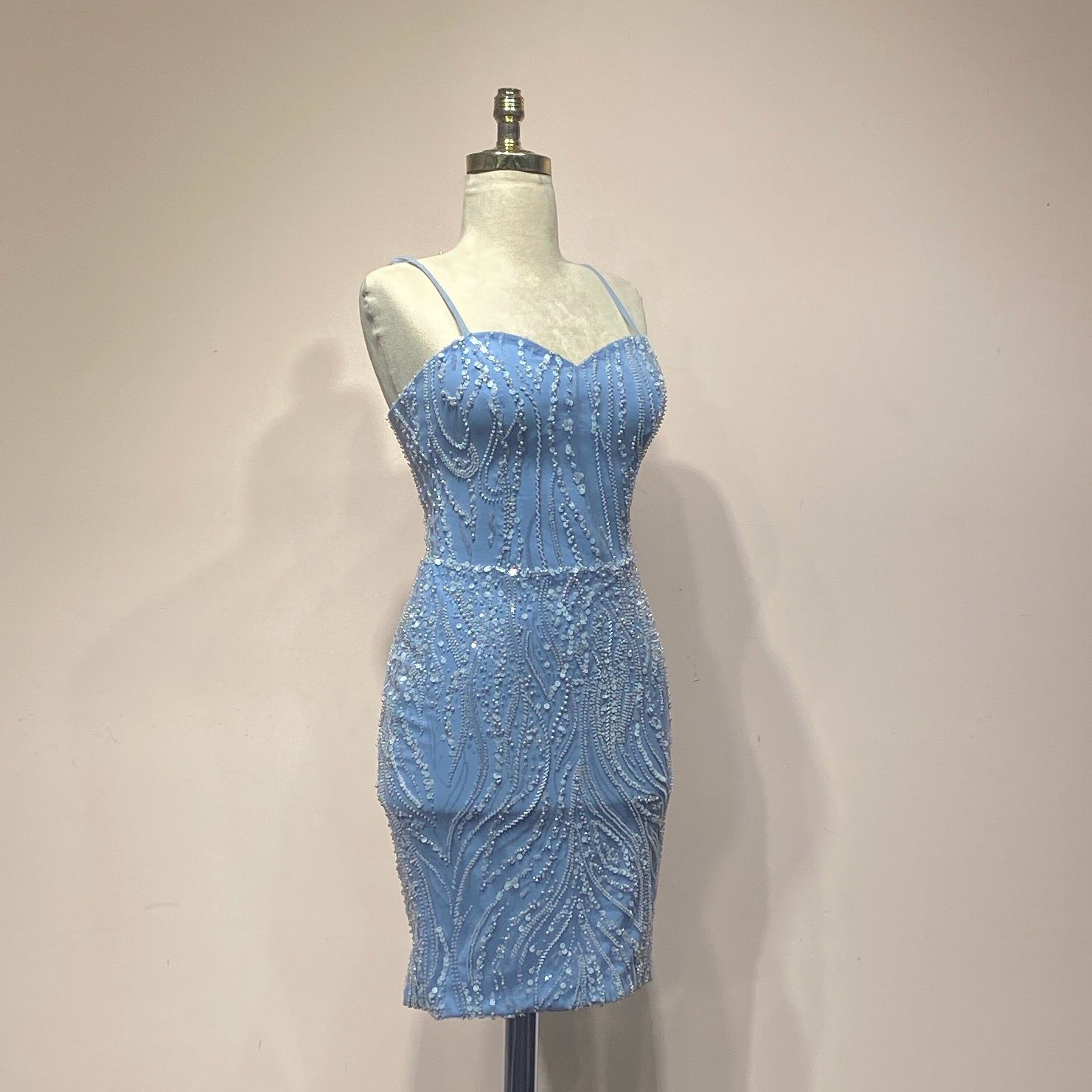 Vestido Largo,	Celeste	,Talla	38