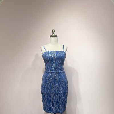 Vestido Corto Color Azul Indigo Talla 38/6