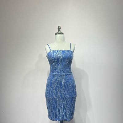 Vestido Corto Color Azul Indigo Talla 36/4