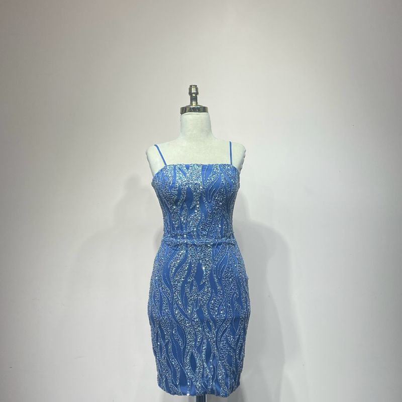 Vestido Largo,	Celeste	,Talla	38