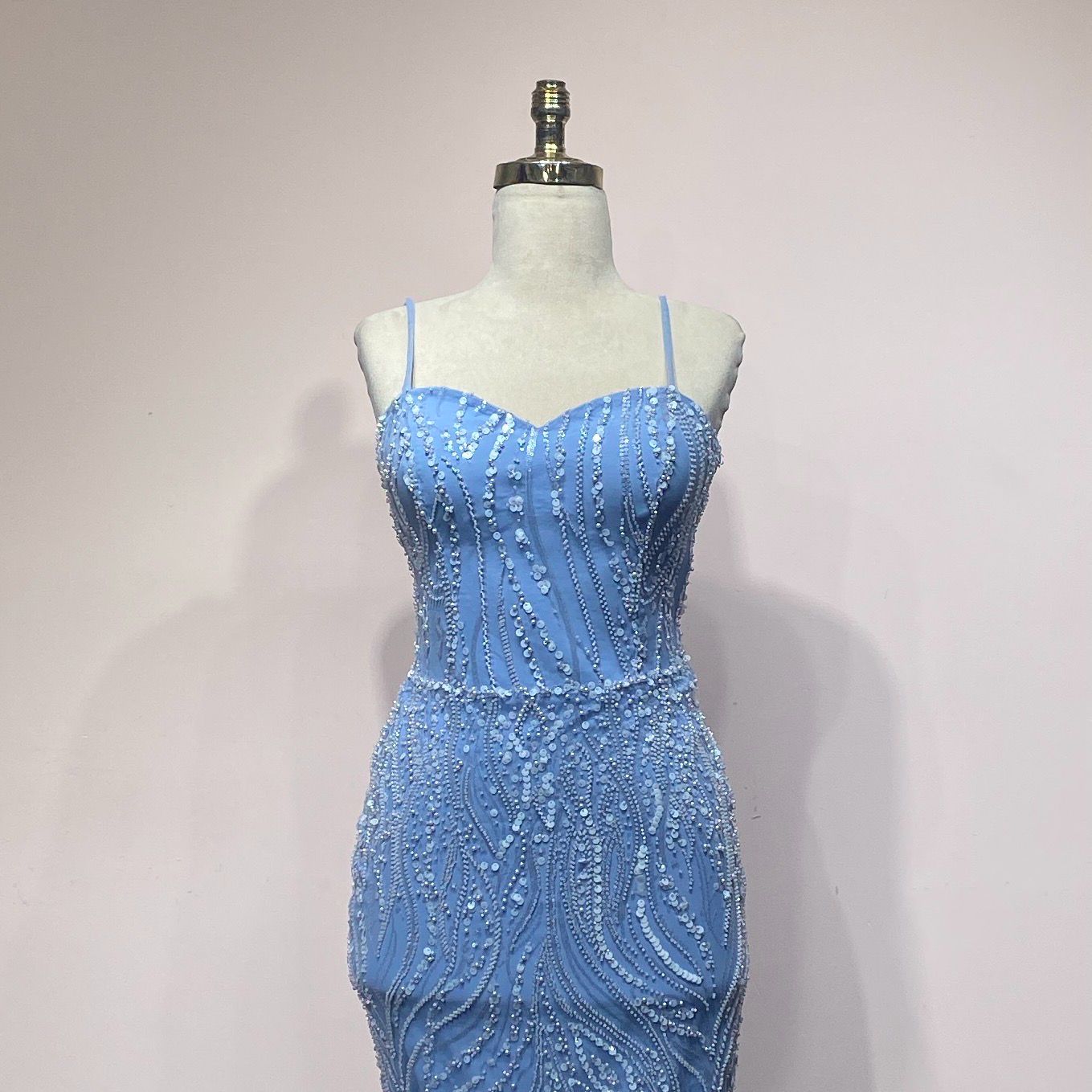 Vestido Largo,	Celeste	,Talla	38