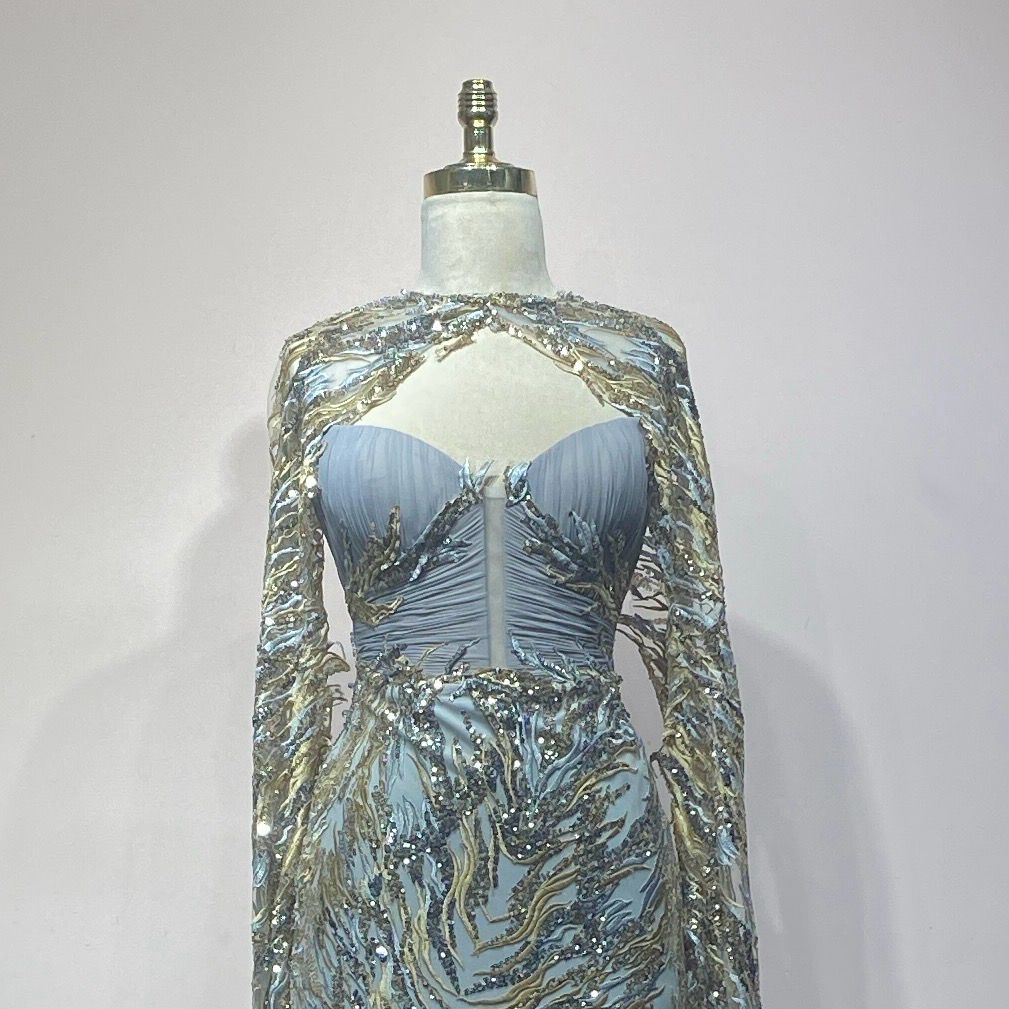 Vestido Largo Color Gris con dorado Talla 38/6