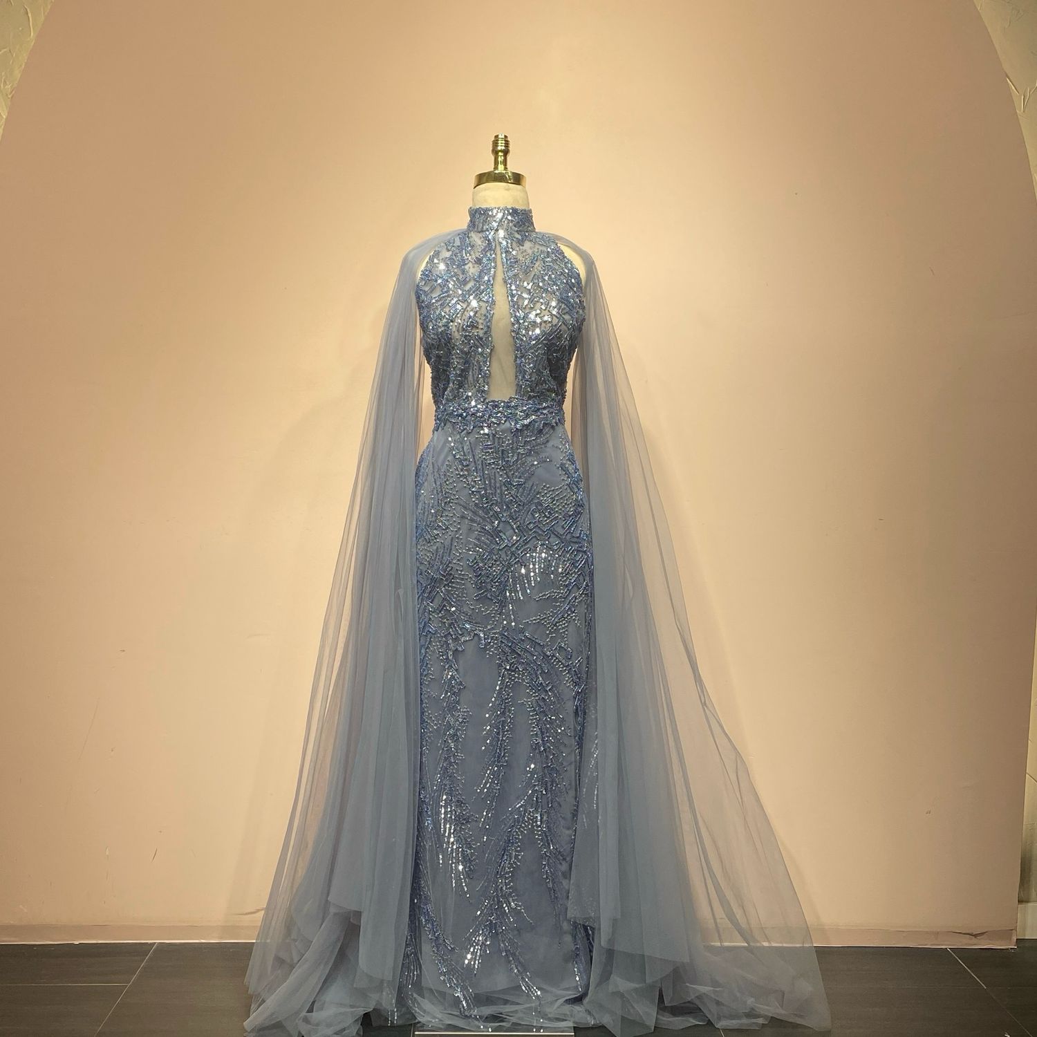 Vestido largo azul indigo talla 46