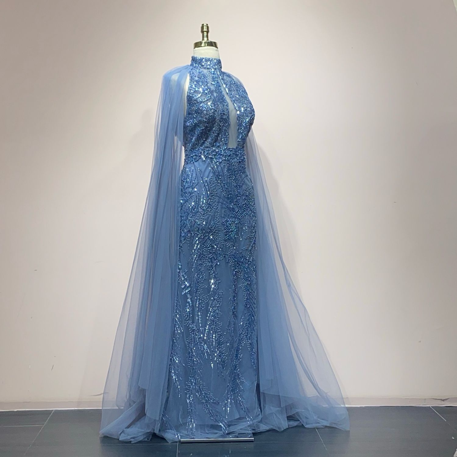 Vestido largo azul indigo talla 46