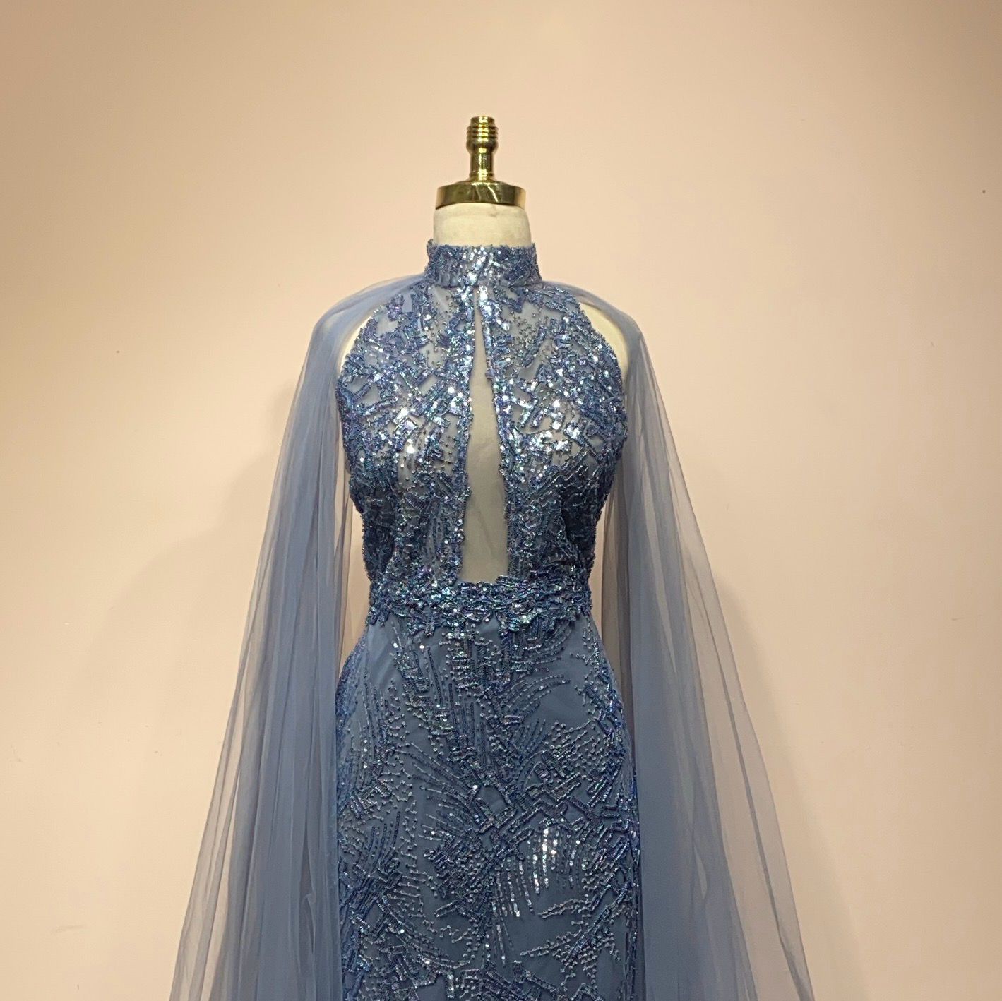 Vestido largo azul indigo talla 46