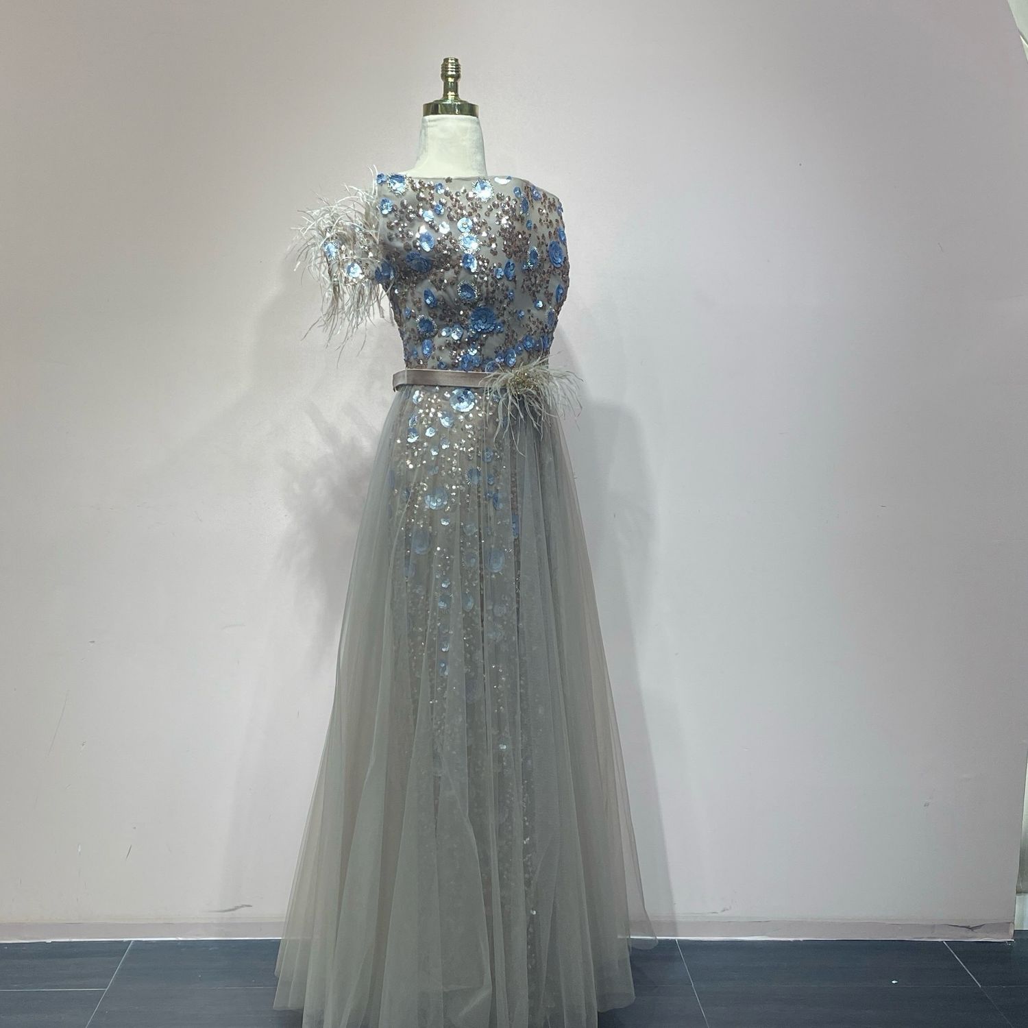 Vestido Largo Color Nude Talla 46/14