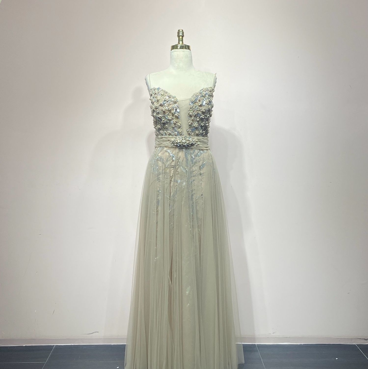 Vestido Largo Color Nude Talla 48/16